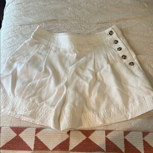 Women's White Button-Detail Shorts